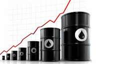 Oil barrels with rising price chart